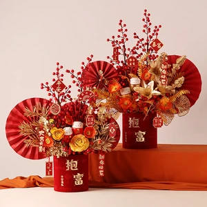 Wholesale Artificial Lunar New Year Flower Bouquet 2025 Chinese New Year Table Decor Vietnamese New Year Flower Dome for Gifts