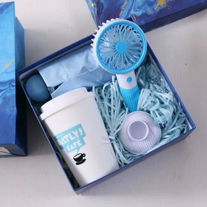 Father's Day & Wedding Favor Creative Fresh Plastic Umbrella and Fan Gift Set for Party Gatherings