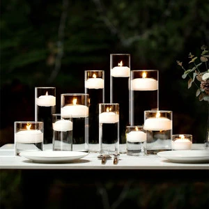 Glass Cup-Shaped Floating Smokeless Candle Holder for Valentine's Day Romantic Candlelight Dinner Birthday Party Hotel Wedding