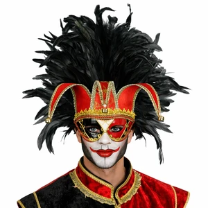TsingMore MJ101 Carnival Party Dance Performance High-Density Feather Mask Accessory 3D Gold Embroidery Bell Decorations Clown