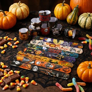 Luxury Halloween Pumpkin Ornament Polyfoam 95% Offset Printed Warm Orange Stripes Rustic Spooky Harvest Theme Porch Decor
