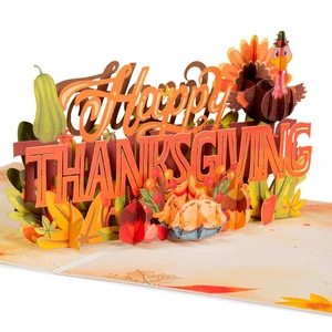 Happy Thanksgiving 3D Pop-Up Greeting Card With Turkey And Autumn Elements Paper Craft Festival Card