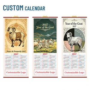 2027 Wall Scoroll Calendar Chinese Scroll Calendar Goat Year Custom Loog Supplier Promotional Gift for Business Promotion