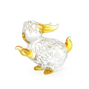 Handmade Polished Yellow Crystal Rabbit Figurine Collectible Eco-Friendly Art Zodiac Animal Print Statue Spring Easter Ornament
