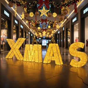 OEM ODM Product XMAS Letters Shape Waterproof Design Xmas Light Motifs 3D Motif Outdoor Christmas Lights