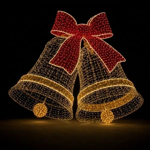 OBBO 3D LED Double Bell Motif Light Large Christmas Decoration Outdoor Waterproof Mall Plaza Display Factory Direct