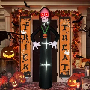 Best Products Giant 12ft 12 Foot Halloween 2023 Inflatable RED EYES Ghost Skeleton PUMPKIN Decorations Blow up Party