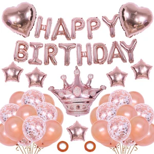 Wholesale Custom Birthday Balloon Party Decoration Supplies Kids Girls Happy Birthday Party Foil Balloons Decorations Set
