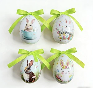 Shunyuan High Quality 4Pcs Handmade Full Color Christmas Bunny Ornaments Cute Foam Egg-Shaped Hanging Decorations for Christmas