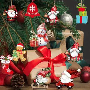 High Quality UV Printed Wooden Santa Claus Hanging Decoration Pendant for Christmas Home and Party Use