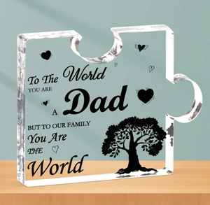 Custom Dad Gifts From Daughter Son Acrylic Plaque Dad Puzzle Shaped Birthday Presents Fathers Day Christmas Daddy Thank You Gift