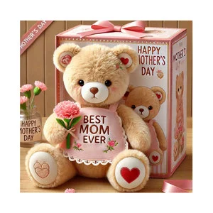 Custom Mother's Day Plush Teddy Bear with Bouquet Personalized Mother's Day Stuffed Animal Gift for Mom