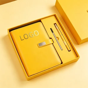 Custom PU Leather Business Notebook Gift Set Featuring Magnetic Closure Ribbon Bookmark And Luxury Packaging Equipped With Pen