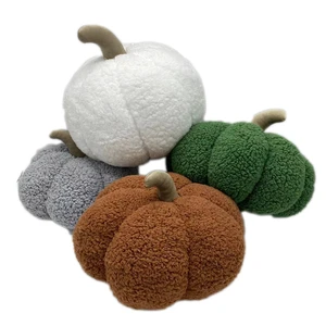 Wholesale Thanksgiving Harvest Fall Decorative Gift Soft Sherpa Shape Pumpkin Cushion Pillow