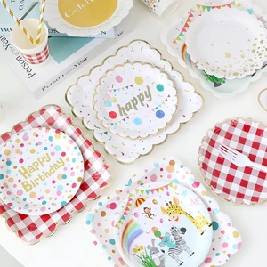 Hot Selling Children's Party Birthday Disposable Dinner Plates Food Grade Eco-Friendly Camping Cake Plate Snack Milk Tableware