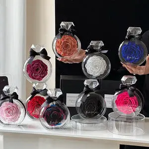 Hot Product Valentine's Day Forever Eternal Rose Flowers Real Preserved Roses Flowers in Glass of Perfume Bottle