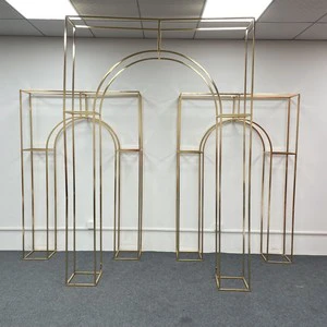 Irregular Shape Gold Iron Outdoor Stand Wedding Arch Set Balloon Frame Decoration Chinese New Year Christmas Thanksgiving