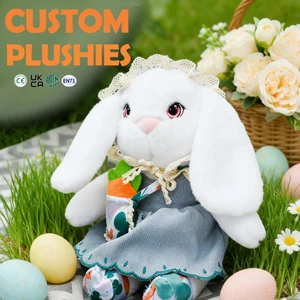 Low MOQ Easter Cute Cartoon Plush Bunny with Headscarf Clothes Factory Wholesale Custom Stuffed Animal Design logo