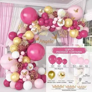 Baby Happy Birthday Party Decorations, Party Supplies with a Happy Birthday Background, Girls' Balloon Garland Arch Kit
