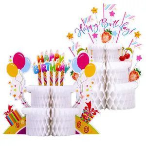Birthday Cake Honeycomb Centerpiece Birthday Party Supplies Colorful Table Honeycomb Decor for Kids Happy Birthday Decorations