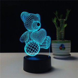3D Illusion Lamparas Kid's Room Decor Night Light Acrylic Table Desk Base LED Lamp
