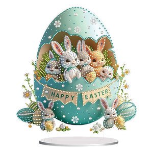High Quality DIY Easter Rabbit Diamond Painting Desk Ornament Acrylic Home Decor Diamond Painting Tabletop Ornament for Easter