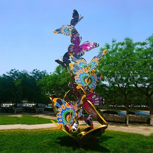Colorful Butterfly Motif Metal Sculpture for Outdoor Landscape Christmas Decorative Theme Lights Product Category
