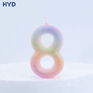 2026 Customized Rainbow Glitter Birthday Number Candles for Kids Parties Easter & New Year Theme Decor Bars Use 3.9cm*5.9cm