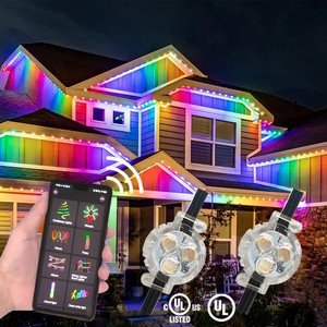 Custom 12V 24V Aluminum Track Point Light Wifi Controller IP68 Permanent Outdoor Building Rgbw House Christmas Lights
