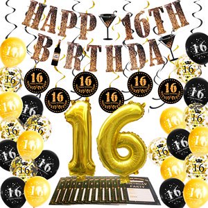 13/16/18/21/30/40/50/60/70/80/90 Birthday Party Decoration Set Spiral Number Foil Balloons Happy Birthday Chinese New Year