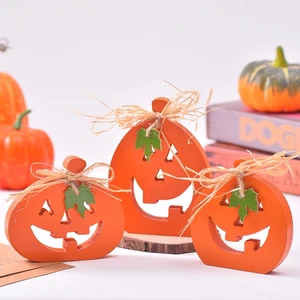 Creative New Halloween Wooden Pumpkin Ghost Festival Decoration Dress up Supplies