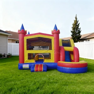 Inflatable Bouncy Castle With Slide Factory Price Bouncy Castle Banners Pastel Inflatable Bounce House With Slide For Kids