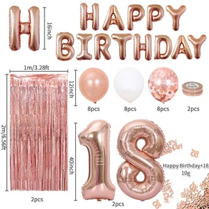 Wholesale Adult Ceremony Party Decoration 18 21 30 40 50-year-old Rain Silk Sequins Confetti Birthday Balloon Set Kids Toy