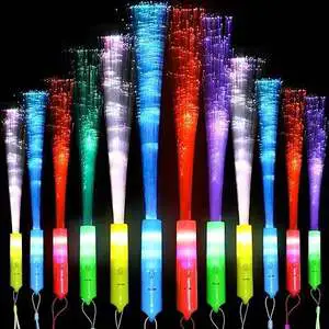 Glowing Birthday Entertainment LED Flashing Party Supplies LED Light up Fiber Optic Stick Glow in the Dark Wands for Kid Adults