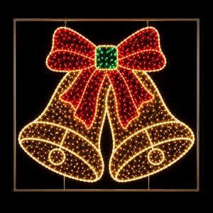OBBO RGB 2D Christmas Bell Light LED Motif Color Changing Outdoor Waterproof Holiday Decoration Custom Wholesale For Festival