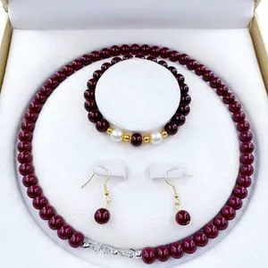 PFT Mother's Day Gift Set: Emerald Necklace and Pearl-Style Bracelet for Mother's Day Live Streaming