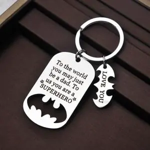 Father's Day Gift to the World You May Just Hot Sale Dad Stainless Steel Military Father Keychain for Dad
