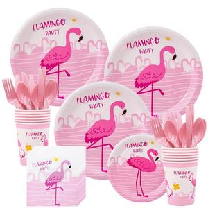 Children's Birthday Party Festival Decoration Flamingo Theme Disposable Paper Non-Toxic Hot Selling Party Supplies Set