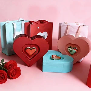 Valentines Birthday Gift Romantic Decorative Flower Double Door Heart Shape Soap Rose Jewelry Box Luxury Packaging Handmade