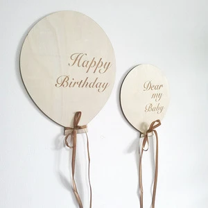 Hot Air Balloon Happy Birthday Wall Stickers Wooden Children's Room Decoration Photography Supplies Birthday Party Decorations