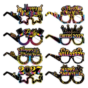 Wholesale 2027 Happy New Year Colorful Paper Party Glasses Rainbow Novelty Eyeglasses New Year Eve Photo Booth Props