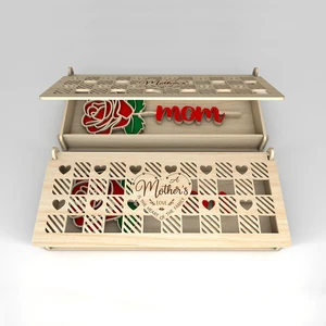 Mother's Day Gift Box Wooden Rose Birthday Home Decor Wooden Products Rose Box for Mom Birthday Gift Wood Craft Home Decoration
