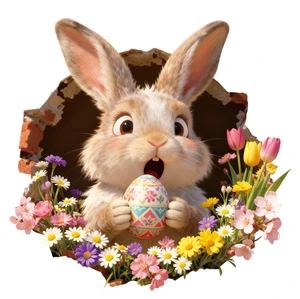 2026 New Arrival Easter Bunny Cute Rabbit Egg Shoppe Festival Decor Wall Sticker Static Decal Flower Window Decal Paper Digital