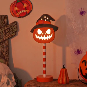 Halloween Party Decorations Ghost Festival LED Night Lights Pumpkin Skull Ghost Wooden Decorative Lanterns