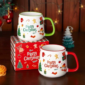 Wholesale Custom 400ml Christmas Ceramic Mug Nordic Style Personalized Gift Box Coffee Mug Set Dishwasher Microwave Safe New