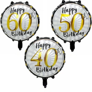 New 18 Inch Adult Birthday Round Aluminum Film Balloon for 21, 30, 40, Birthday Balloon Party Decoration