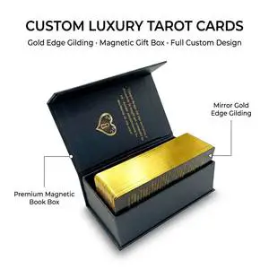 High Quality Eco-Friendly Gold Stamped Tarot Cards With Magnet Box Customizable Social Gatherings Divination Factory Wholesale