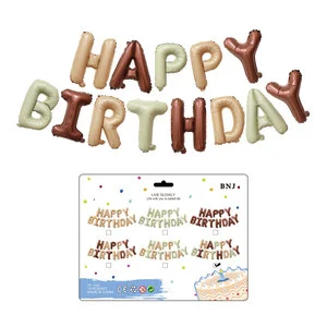 New Design Children's Birthday Party Supplies Brown Cream Color Banner Happy Birthday Balloon