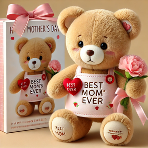 Custom Mother's Day Teddy Bear with Floral Custom Mother's Day Plush Toy Bouquet Unique Plush Gift for Mom