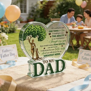 Customized Acrylic Gifts for Father's Day Birthday Gifts for Dad Heart - Shaped Acrylic Souvenirs Desktop Decorative Ornaments